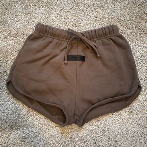 Essentials Brown Athletic Shorts with Elastic Waistband